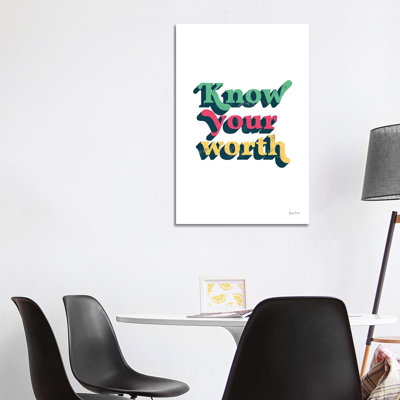 Rainbow Know Your Worth Bold by Becky Thorns - Wrapped Canvas Print