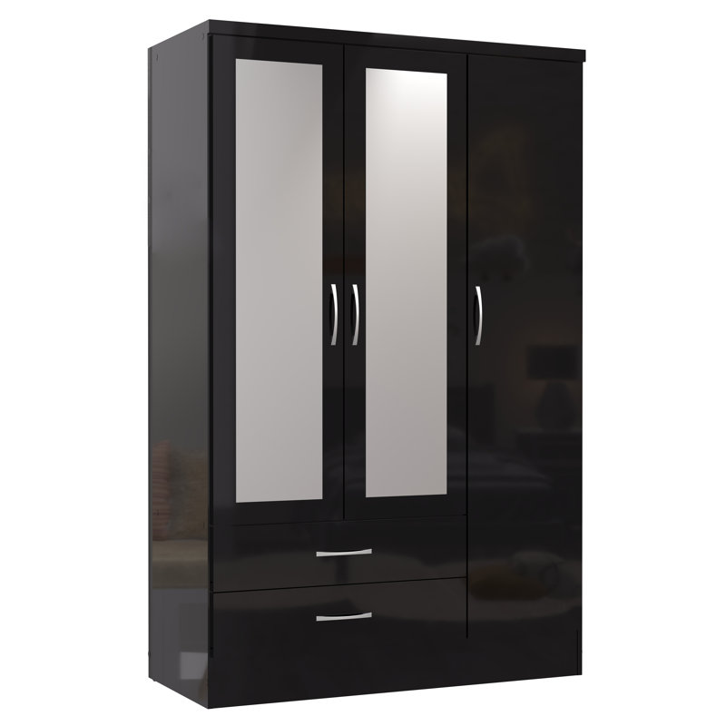 Armoire à vêtements 3 portes Gaytes, Noir brillant