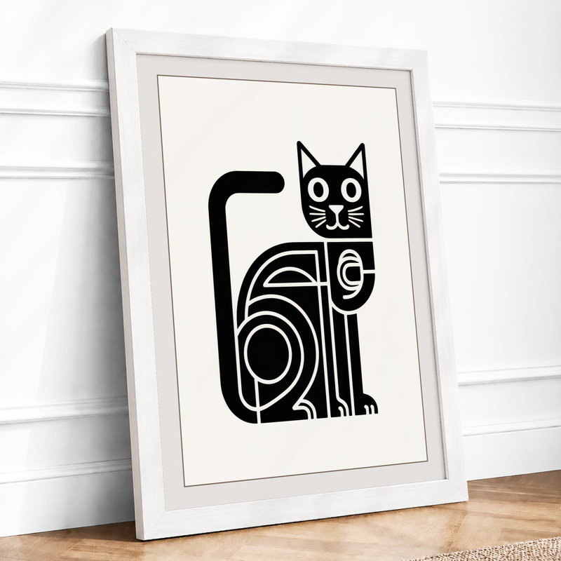 Cat Geometric - Print, A1 - 84.1 x 59.4 cm, White