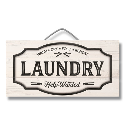 Plaque murale suspendue en bois Laundry Laundry