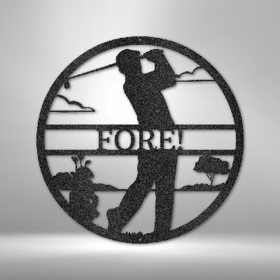 Personalized Golfer Silhouette Monogram Steel Sign Sleek Finish for Home & Golf Gear Decor