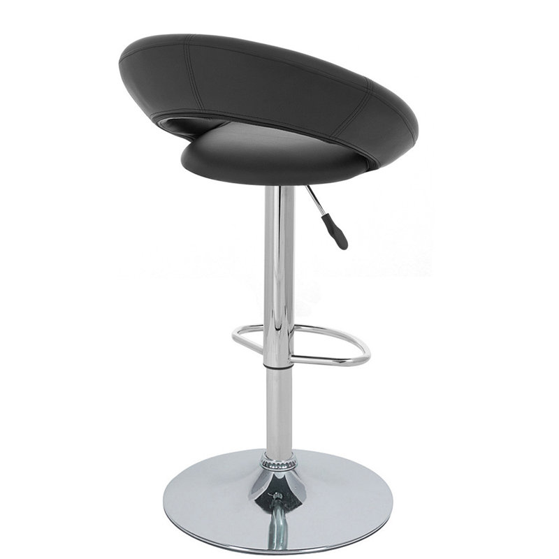 Nouvel Swivel Upholstered Adjustable Height Counter Stool with Metal Frame, Black, 2