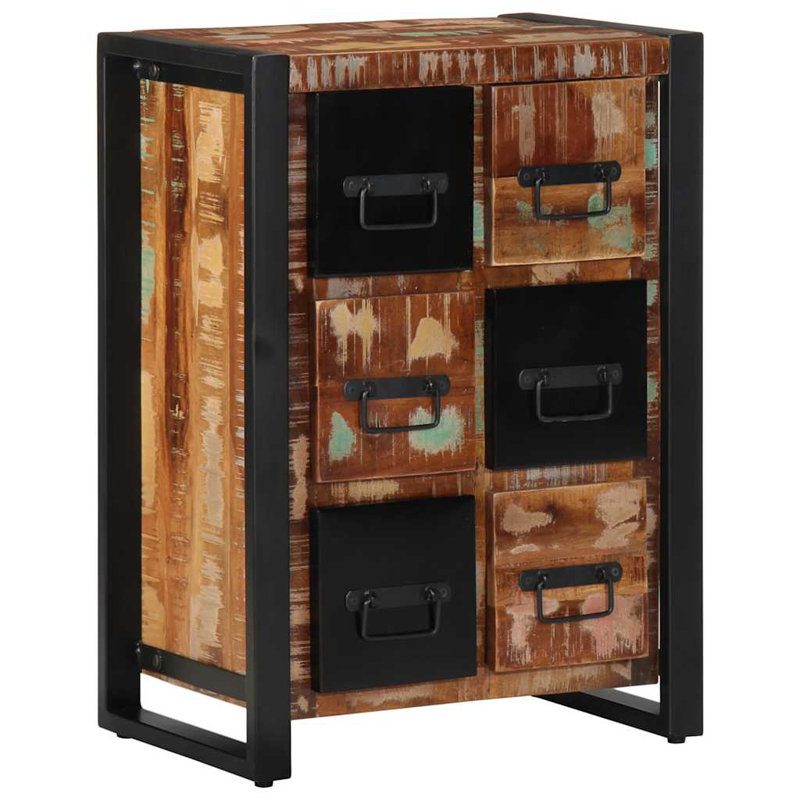 50cm Solid Wood Sideboard, Black/Dark Brown