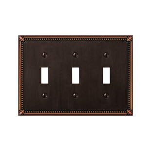 Imperial Beaded No Subject 3 - Gang Toggle Light Switch Jumbo Wall Plate