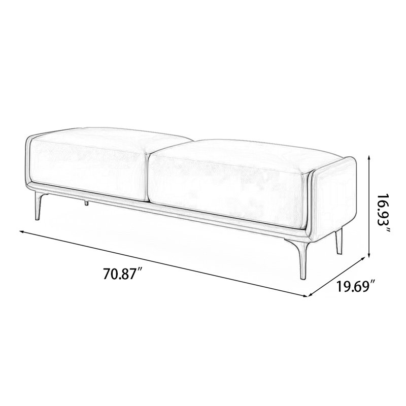 Banc rembourré, Bleu / beige