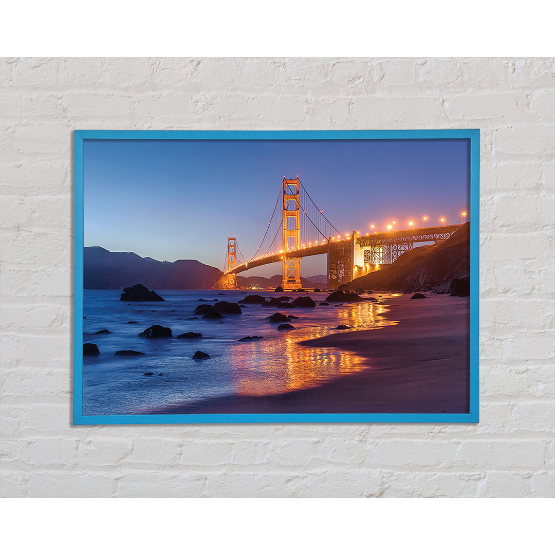 Golden Gate Bridge Stunning Light Glow Gerahmter Druck Wandkunst