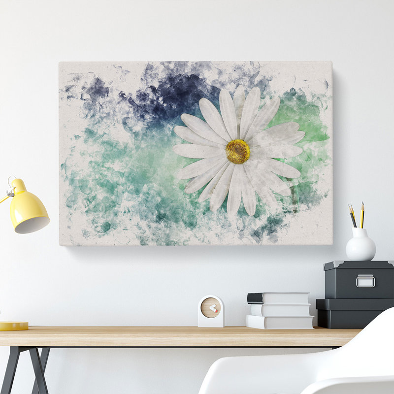 White Daisy Vol.2 Watercolour - Wrapped Canvas, 60cm H x 91cm W x 3cm D