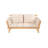Hartley Coastal 66.5" Light Teak Eucalyptus Wood Convertible Outdoor Sofa Daybed with Foldable Arms & Beige Cushions for Patio and Backyard
