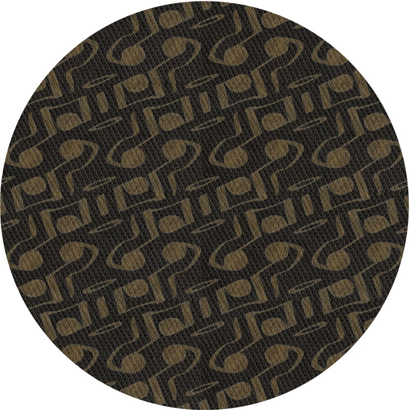 Tapis noir/brun à motifs, Rond 7 pi