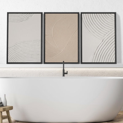 "Geometric Pastel Spiral Circles Shapes", illustrations abstraites encadrées sur toile, 3 pièces