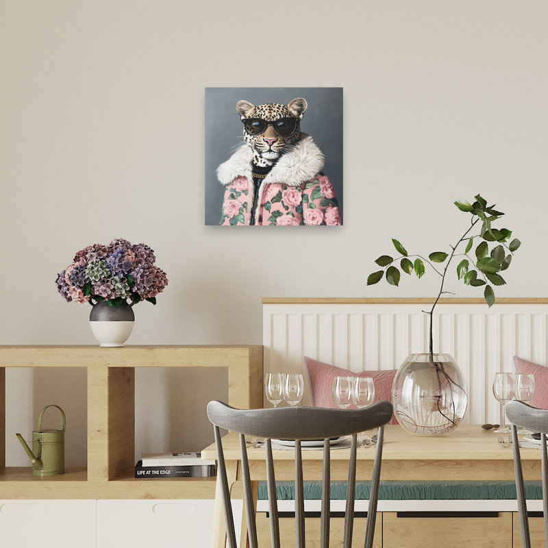 «Leopard Chic», art mural contemporain, H 18 po x l 18 po
