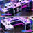 78.8" U Shaped Computer Desk With Power Outlets, USB Ports, LED Strip And Monitor Stand, Reversible L Shaped Desk With Storage Shelves-1069040332