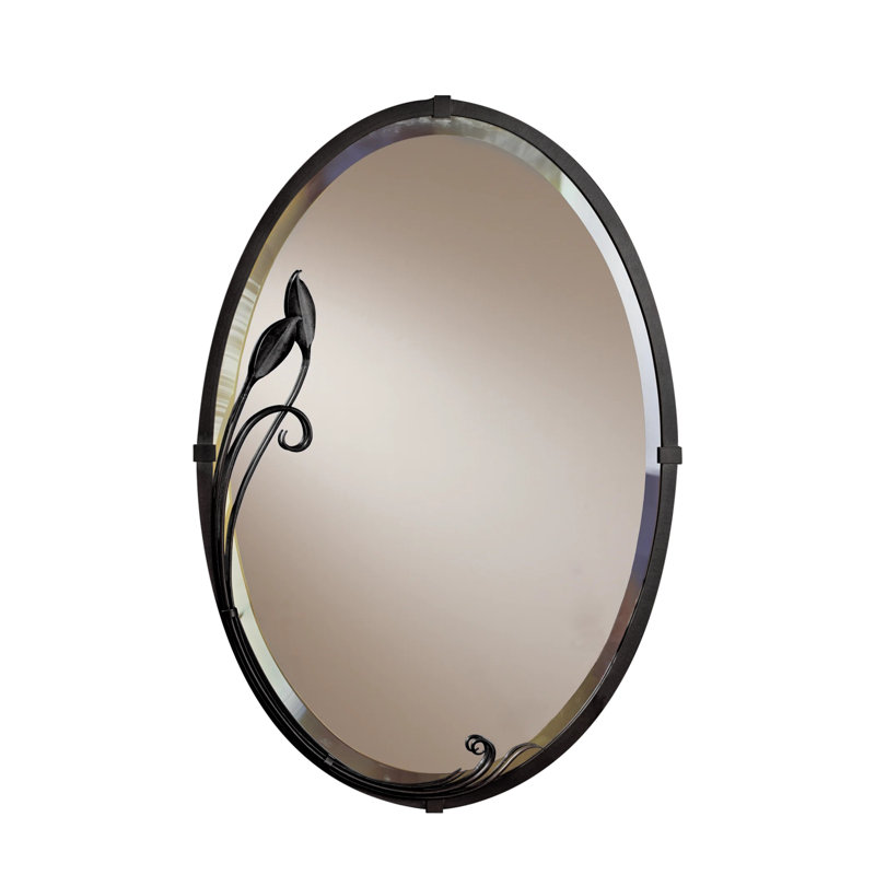 Leaf Traditional Beveled Accent Mirror, Black