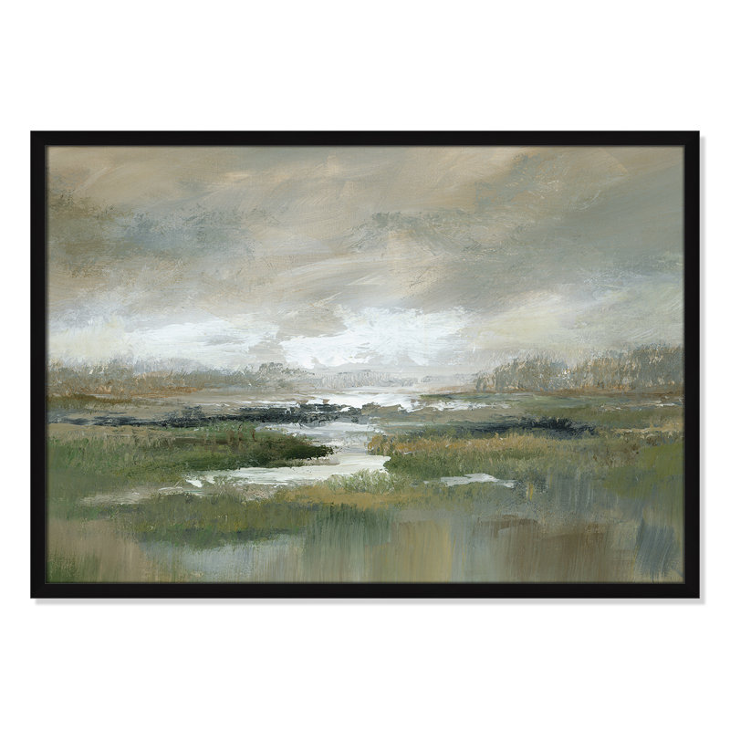 Misty Inlet " Misty Inlet " by Nan, 25.5" H x 35.5" W x 1.25" D, Black