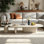 Ensemble table basse ovale moderne Rudina avec petite table d'appoint ronde, grande table basse de salon en placage de frêne avec piètement en croix pour petits espaces