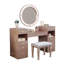 Meuble-lavabo 1 pièce Blush avec tabouret rembourré, miroir de 3 m, DEL, bois massif, tiroirs de rangement