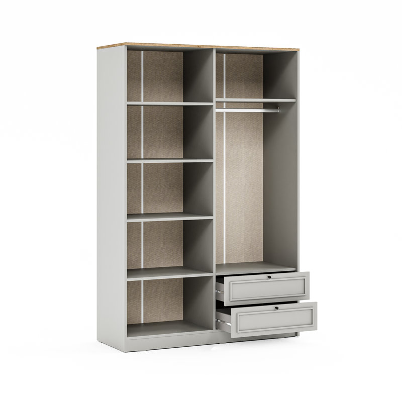 Armoire penderie 4 tiroirs 2 tiroirs avec miroir, gris