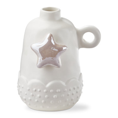 White Star Charm Earthenware Mini Bud Vase