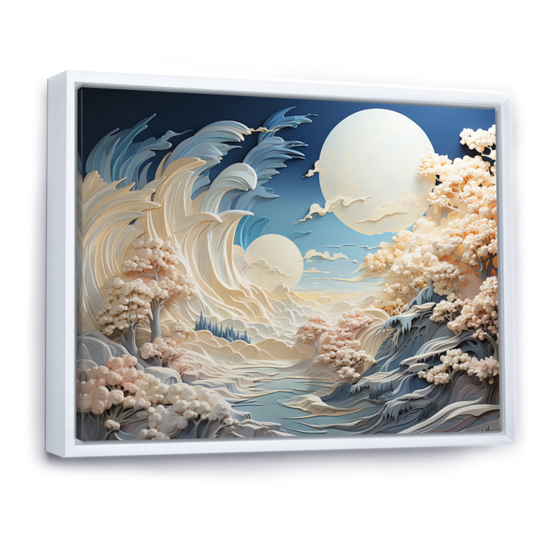 «Clouds Celestial Landscape IV», reproduction d'art sur toile, Cadre flottant blanc, H 16 po x l 32 po x P 1 po