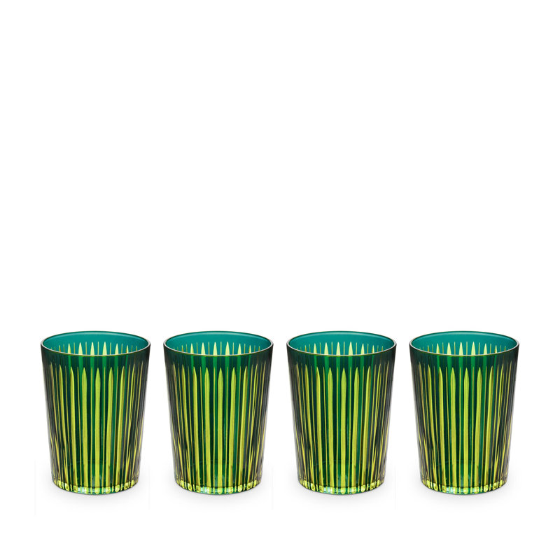 Prism Double Old Fashioned Glasses (Set of 4) - Mixed, 17 oz., Green