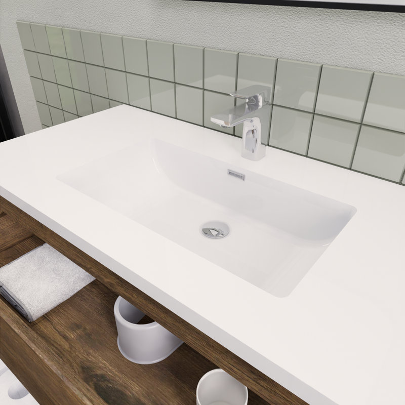 Alnwick 41.75'' Single Bathroom Vanity with Resin Top, Rose Wood
