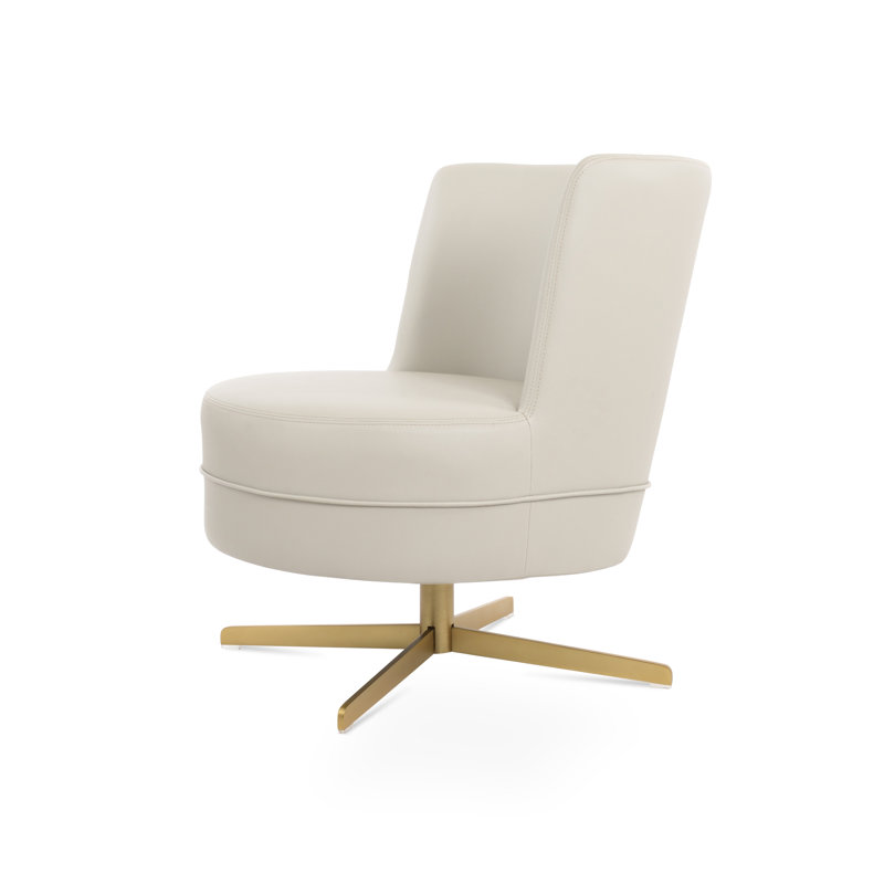 Hilton 4 Star Swivel Lounge Chair, Light Gray Faux Leather