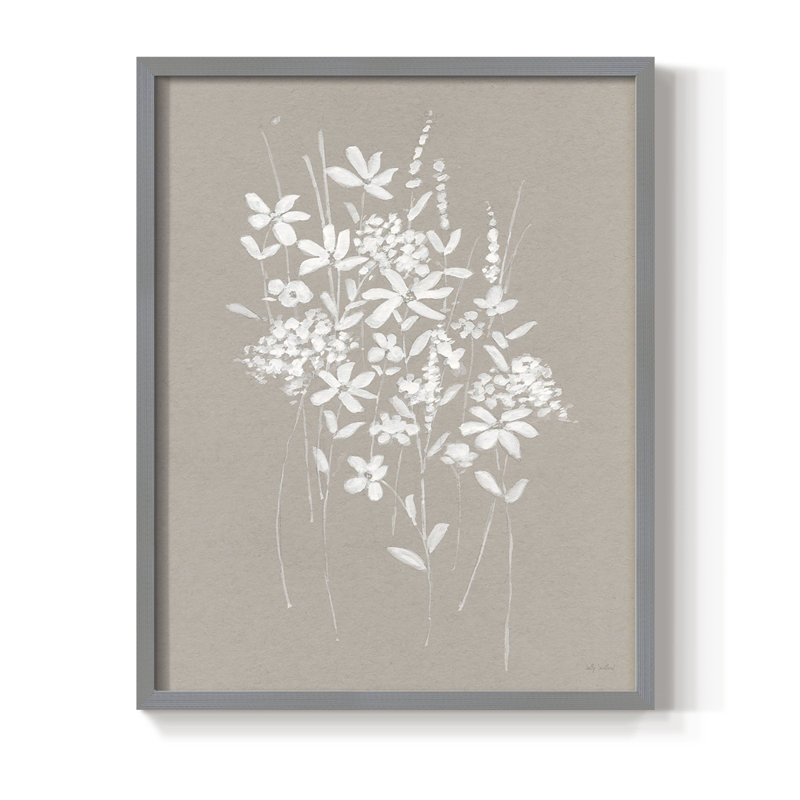 «Delicate Botanicals I», reproduction encadrée - bois massif, Gris, H 11 po x l 9 po