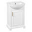 Meuble-lavabo de petite taille (20 po) avec lavabo en céramique, armoire autoportante à une porte avec étagères de rangement
