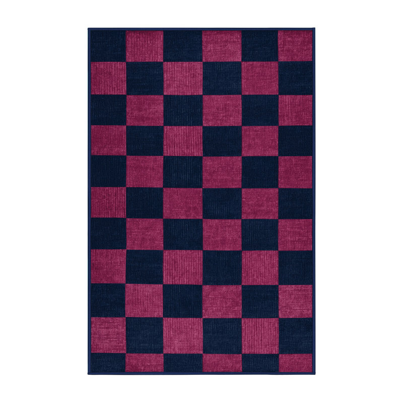 Tapis bleu à carreaux lavable à la machine, Tapis de couloir 2 pi x 4 pi