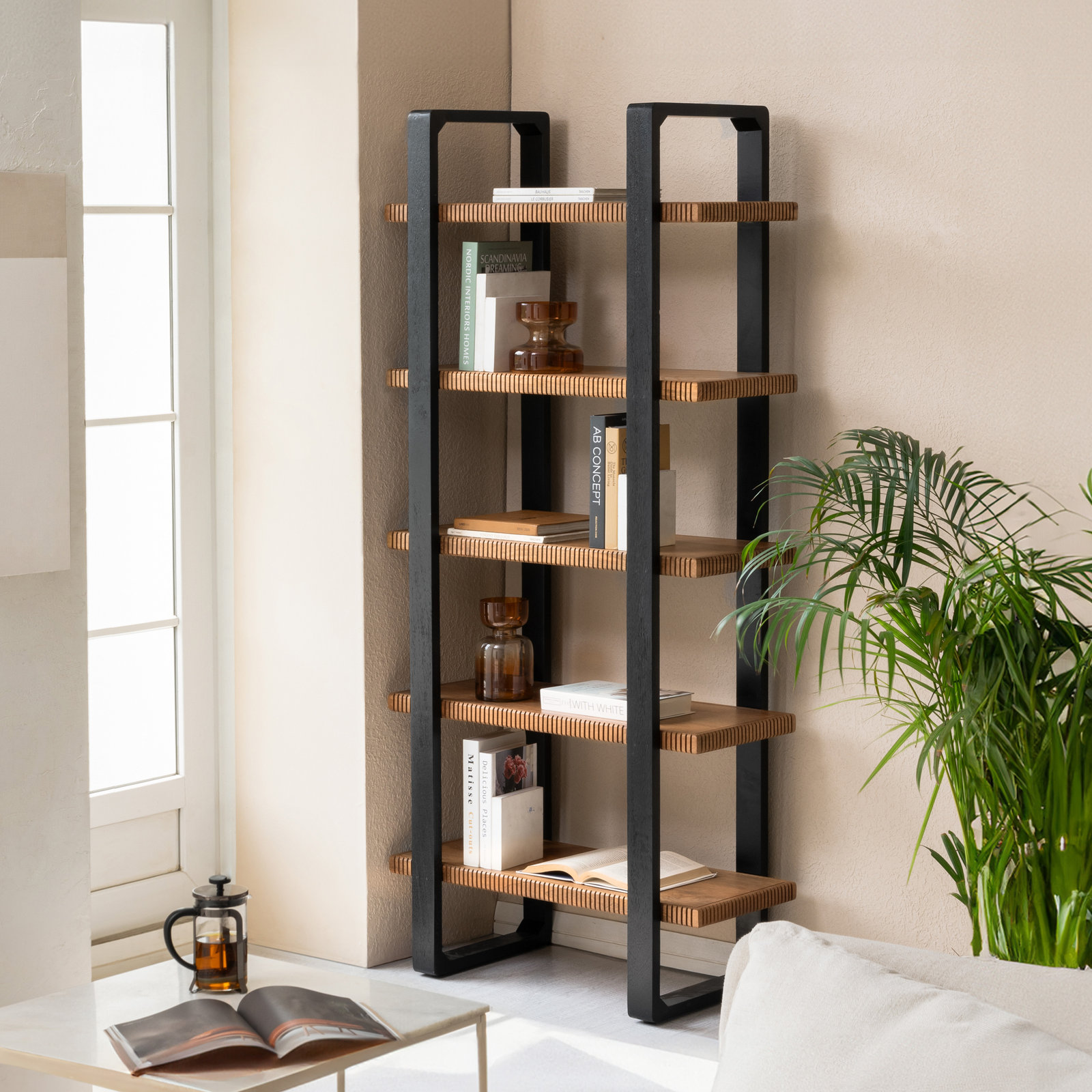 Urbana 32" Mango Bookcase, Mid Tone Honey/Black