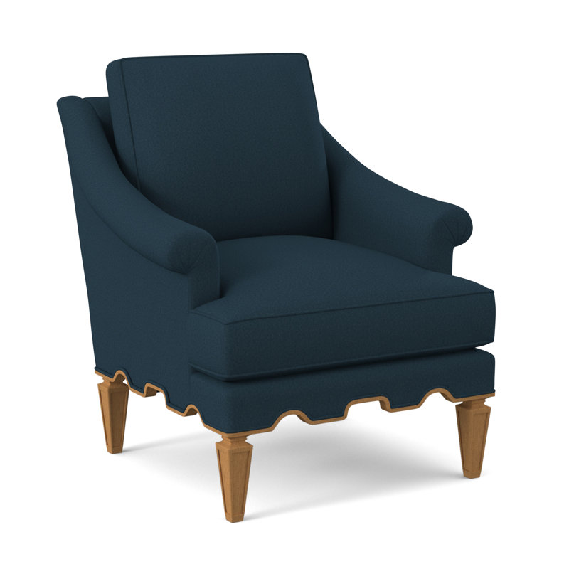 Palm Sunbrella® Boucle Armchair, Margaret Lagoon Polyester Blend, Amber