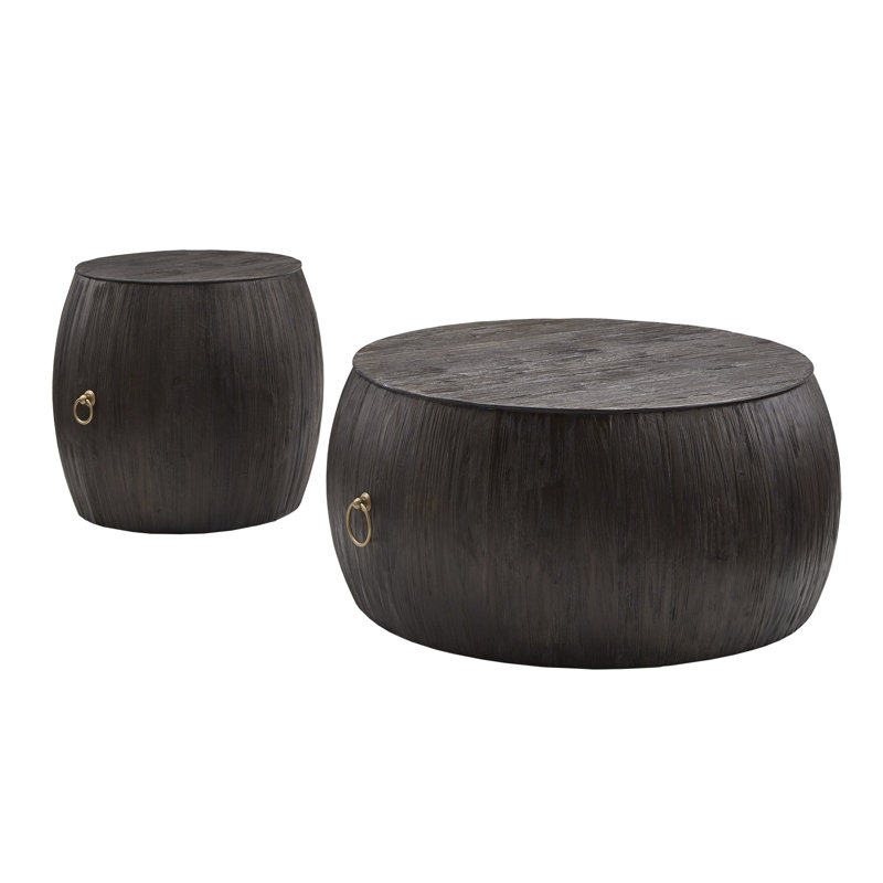 Ensemble de tables basses 2 pièces Almus, Marron foncé