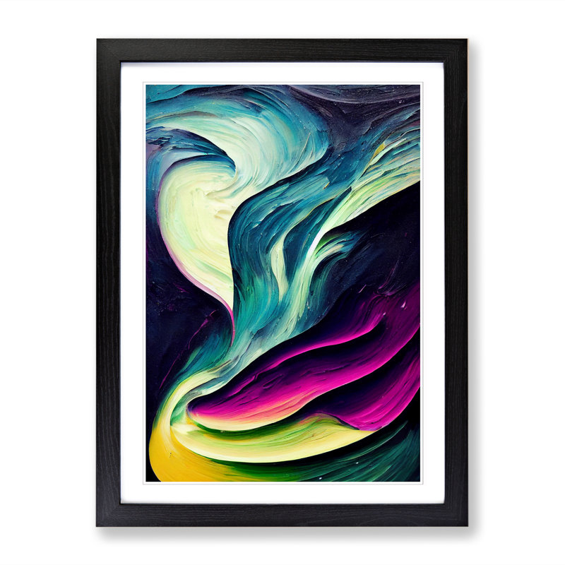 Northern Lights Painting Vol.1 - Picture Frame Print, Black, 64cm H x 46cm W