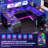 78.8" U Shaped Computer Desk With Power Outlets, USB Ports, LED Strip And Monitor Stand, Reversible L Shaped Desk With Storage Shelves-996116839