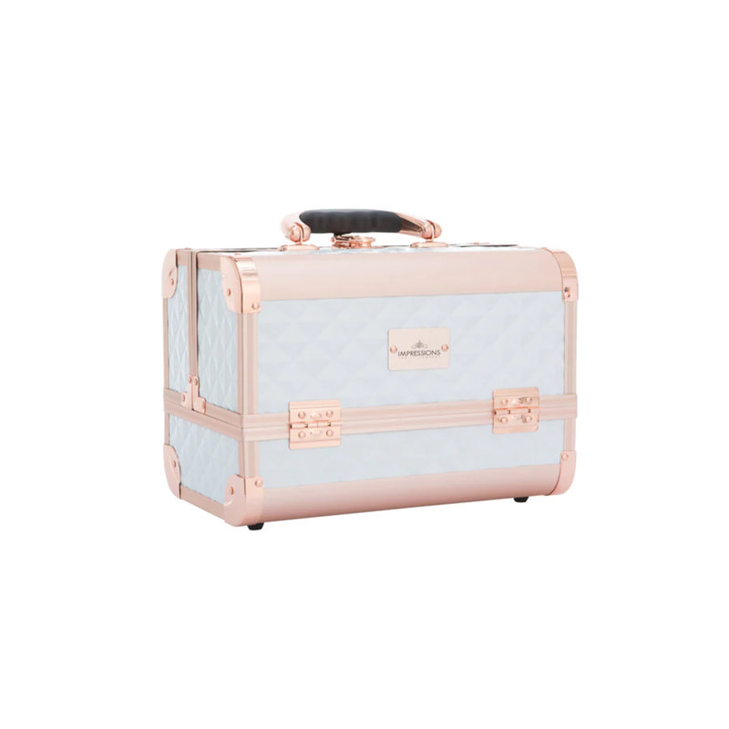 Mini trousse de voyage SlayCase, Blanc et or rose clouté