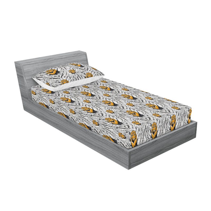 Drap-housse et taie décorative Ambesonne, Ensemble de draps pour lit simple avec 1 taie d'or