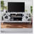 Mirrored TV Stand Mirror Doors with Open Storage