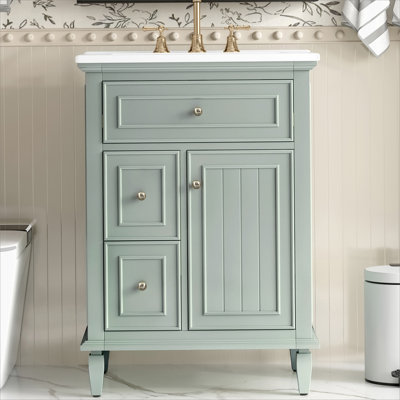 Meuble-lavabo avec lavabo, meuble-lavabo avec tablette réglable, un tiroir rabattable et deux tiroirs