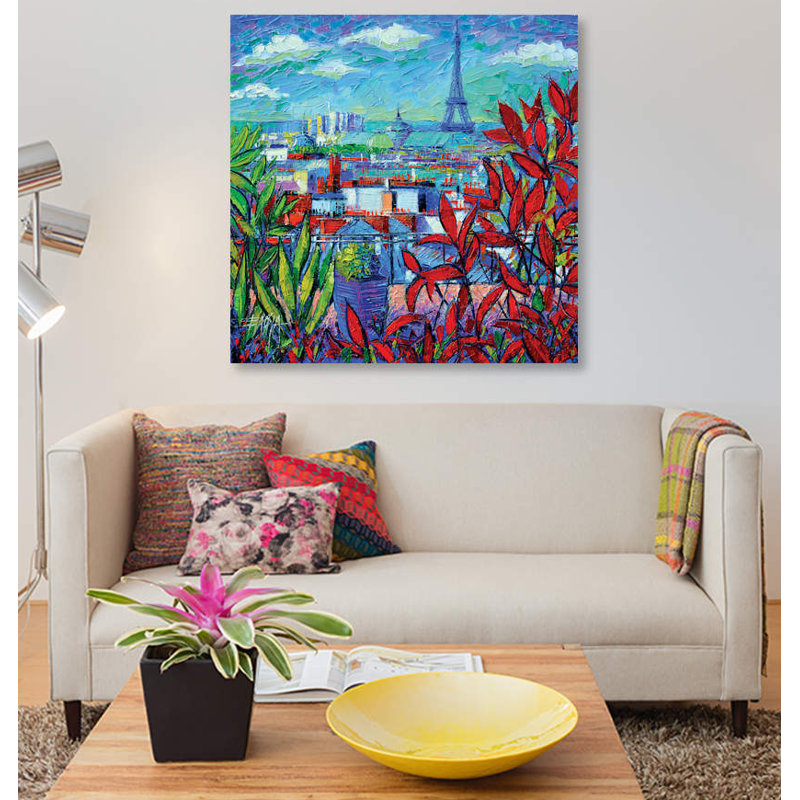 «Paris Rooftops» par Mona Edulesco - impression sur toile tendue, H 37 po x l 37 po x P 1,5 po, Toile tendue, Pas de tapis