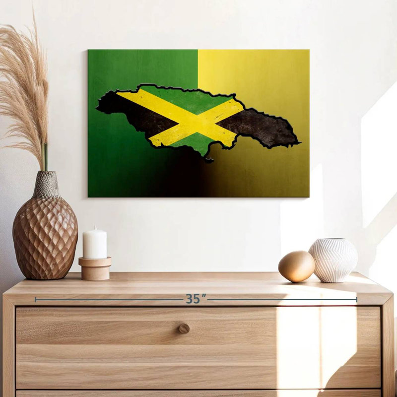 Drapeau de la Jamaïque sur toile, H 16 po x l 24 po x P 1,25 po