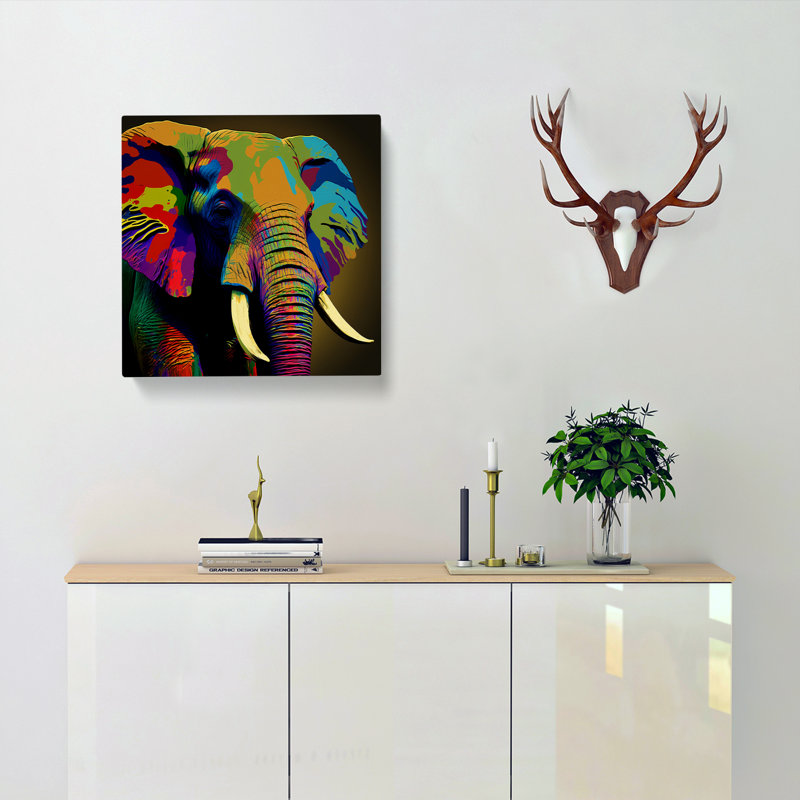 Elephant Pop Art - Print, 35cm H x 35cm W x 3cm D