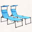 Ensemble 2 pièces de chaise longue pliante avec auvent et coussin réglables-1617498967