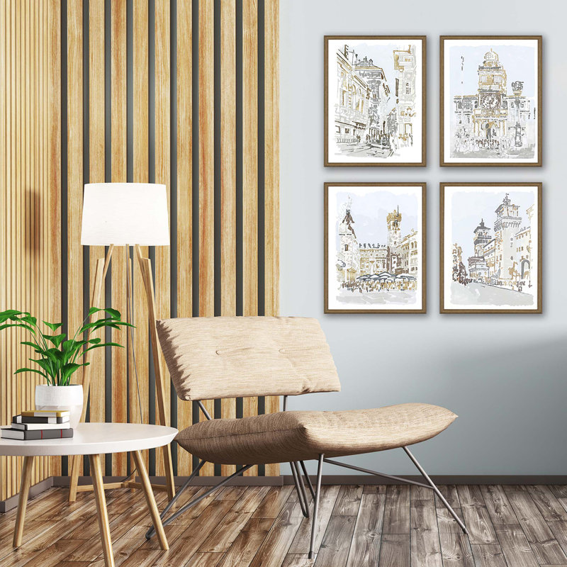 Benedict «Street Scenes S / 4», ensemble de 4 reproductions encadrées sur papier