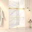 Porte de douche coulissante double sans cadre de 56 à 60 po x H 70 po, verre trempé clair Sgcc de 5/16 po (8 mm) d'épaisseur, couche facile à nettoyer à double face, finition or brossé avec tampon