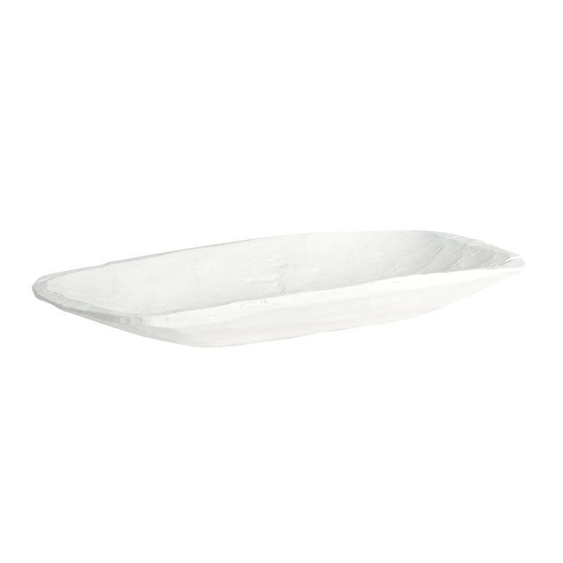 Bol rectangulaire en faux bois - blanc mat