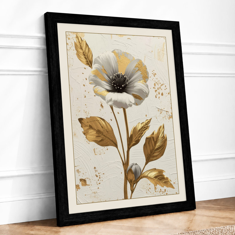 Gilded Bloom Botanical - Framed Print, Black, A3 - 42.0 x 29.7 cm