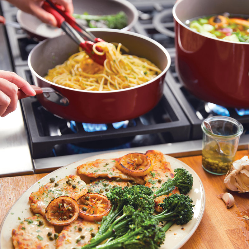 Rachael Ray Red 10-Piece Nonstick Aluminum Cookware Set