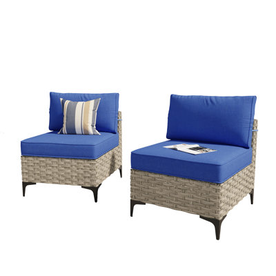 Ensemble de 2 chaises modulaires en osier avec coussins Sturgill