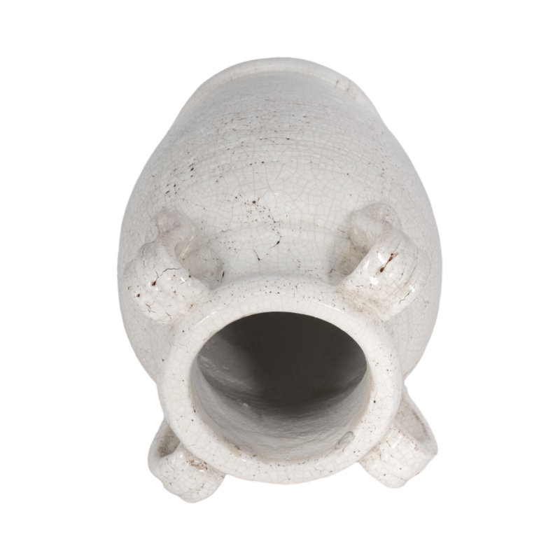 Ceramic/Porcelain Table Vase, Glossy White, 7" H x 5" W x 5" D