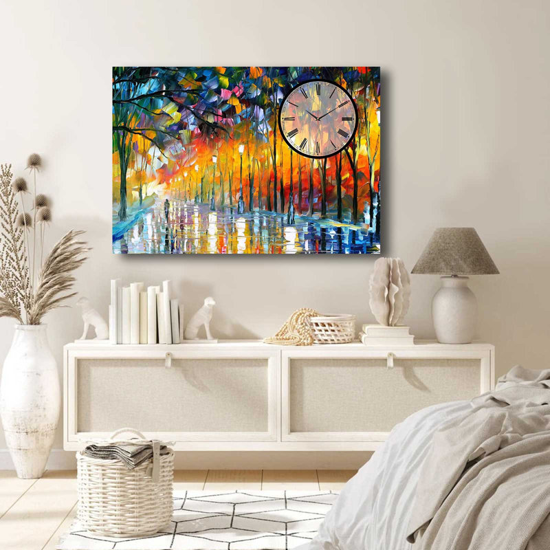 Elegant Canvas Wall Clock, 27.6 x 39.4 inches | 100% Suede Canvas with 100% Wooden Frame (Thickness: 1.1 inches) | Perfect for Home Décor, Stylish Timepiece for Living Room & Office, Unique Design